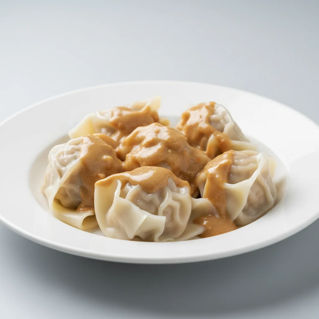 Peanut Sauce with Shaxian Wontons Peanut Sauce with Shaxian Wontons