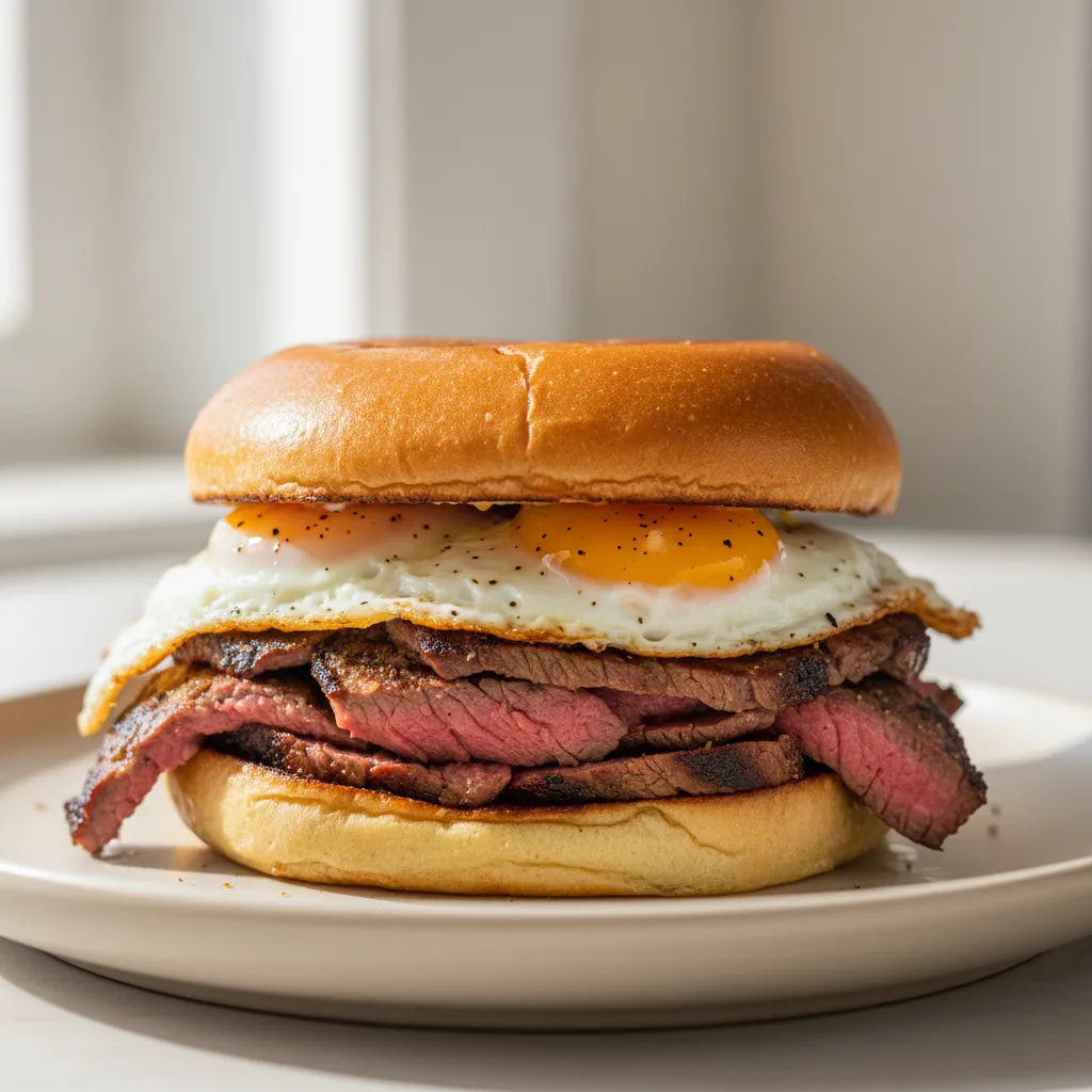 Steak and Eggs Sandwich Steak and Eggs Sandwich