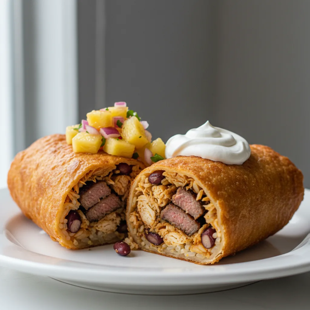 Jerk Style Raging Chimichanga with Pineapple Salsa Jerk Style Raging Chimichanga with Pineapple Salsa