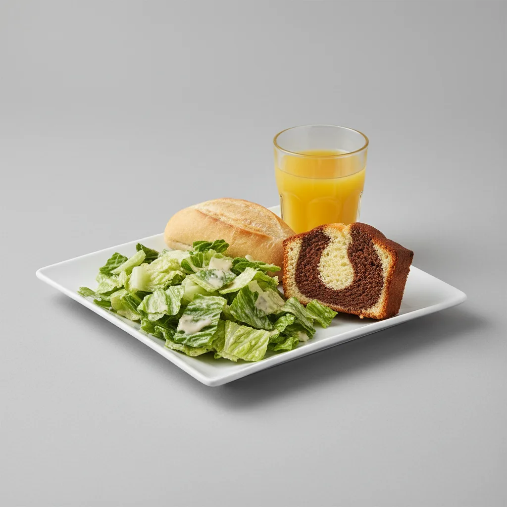 Caesar House Salad, Poundcake, Orange Juice Caesar House Salad, Poundcake, Orange Juice