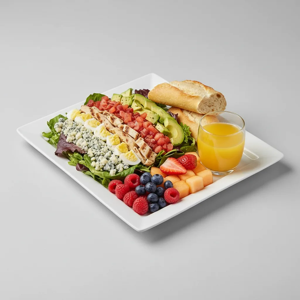 Cobb House Salad, Fruit, Orange Juice Cobb House Salad, Fruit, Orange Juice