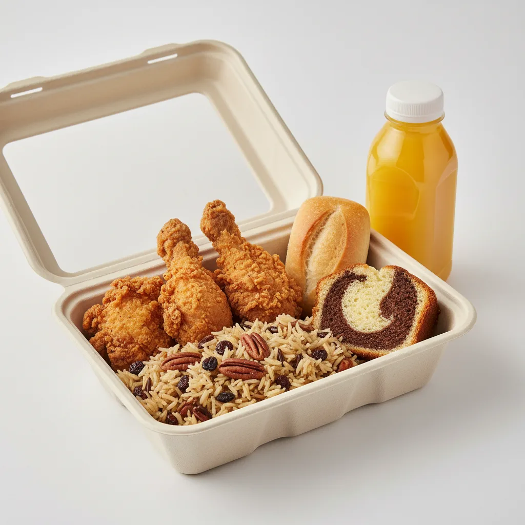 Fried Chicken, Wild Rice with Pecans and Currants, Poundcake Fried Chicken, Wild Rice with Pecans and Currants, Poundcake