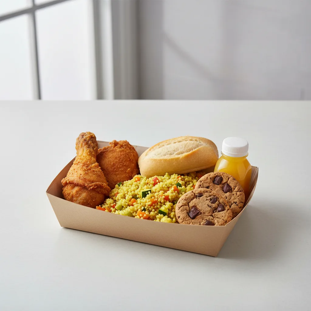 Fried Chicken, Curried Vegetable Couscous, Chocolate Chip Cookie Fried Chicken, Curried Vegetable Couscous, Chocolate Chip Cookie