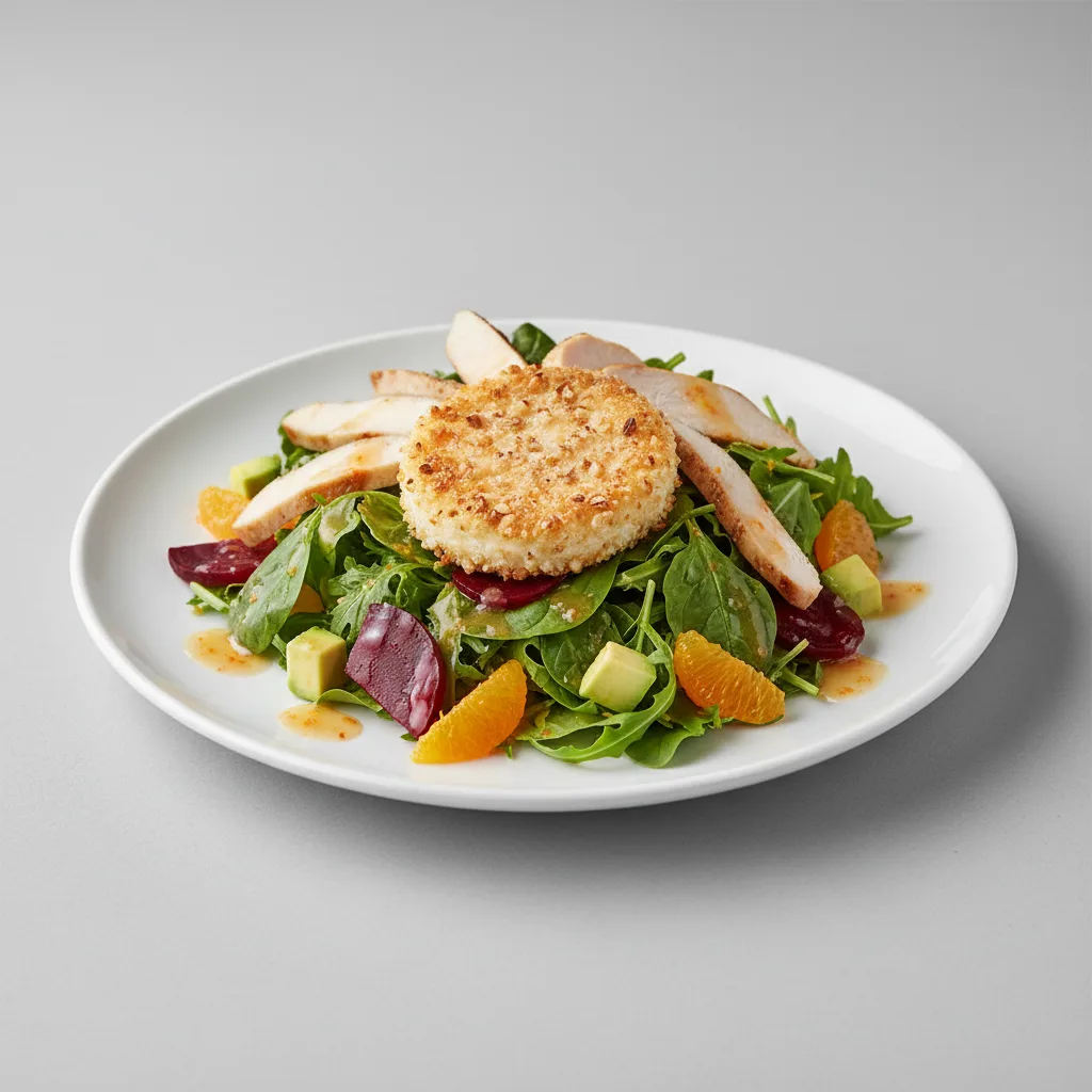 Goat Cheese and Macadamia Crust Salad With Chicken