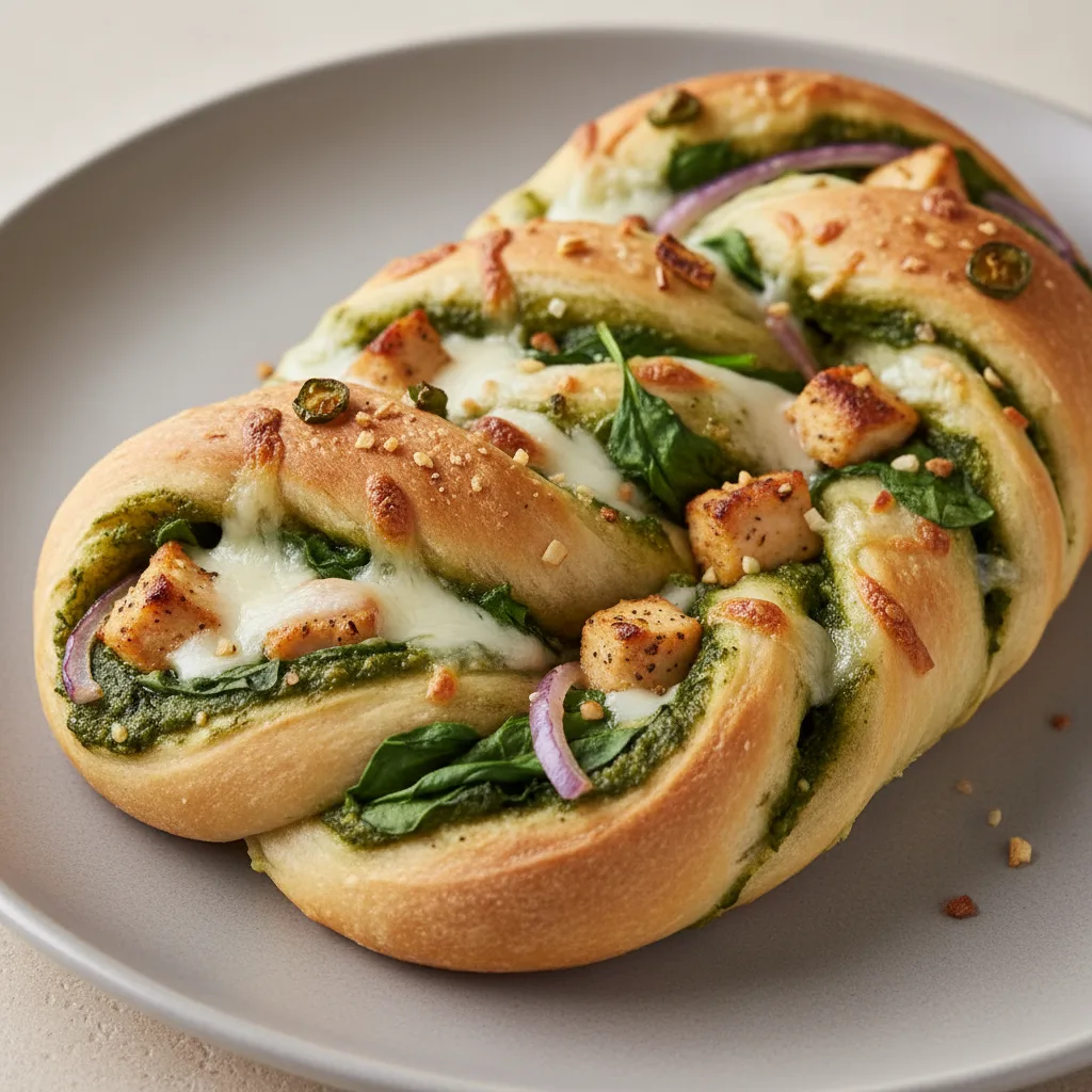 Palak (Pesto) Chicken Pizza Twist