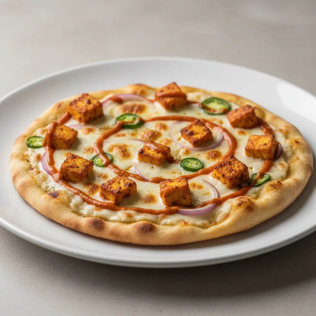 Achari Paneer Naan Pizza