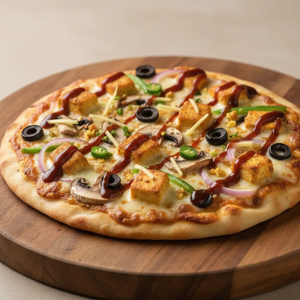 Bombay Garlic Paneer Naan Pizza