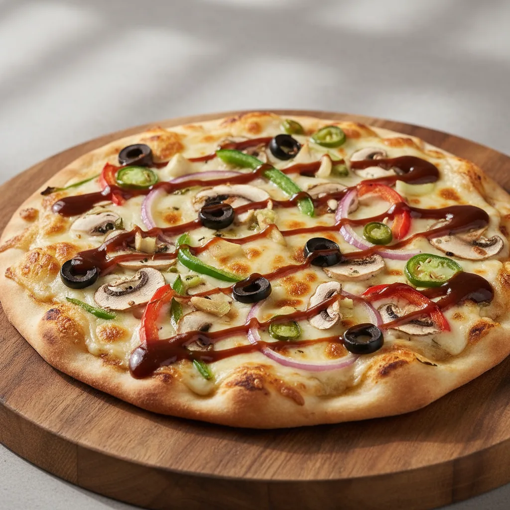 Bombay Garlic Veggie Naan Pizza