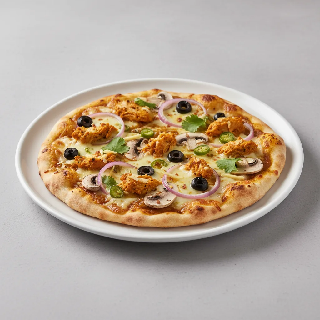 Curry Chicken Naan Pizza