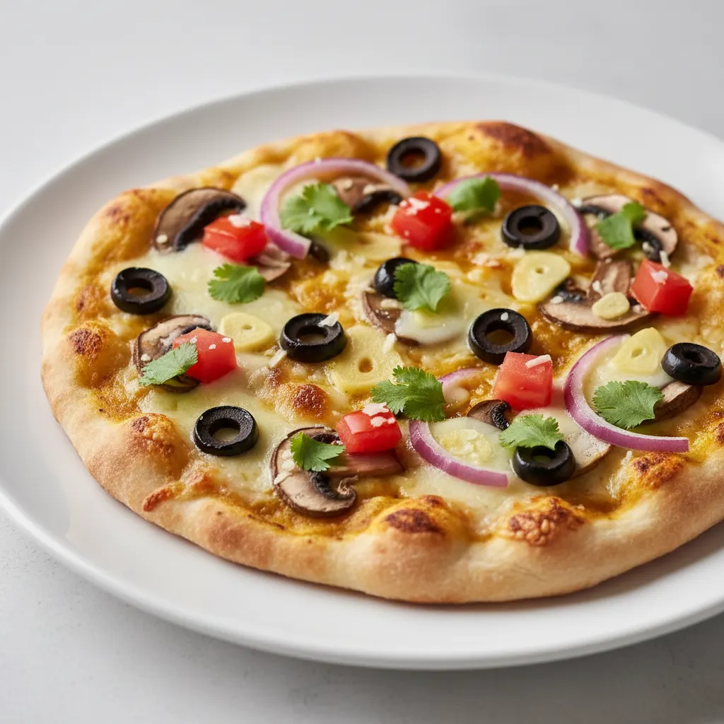 Curry Veggie Naan Pizza