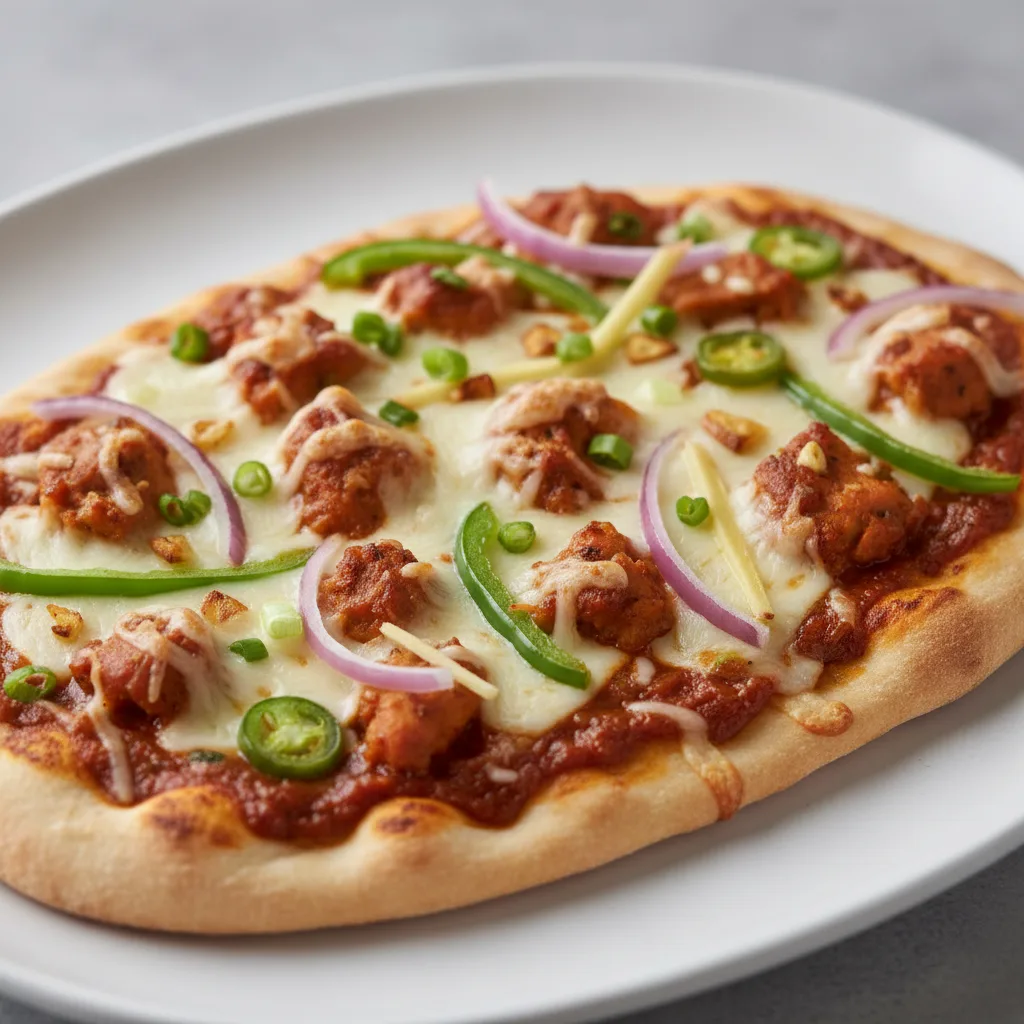 Halal Manchurian Chicken Naan Pizza