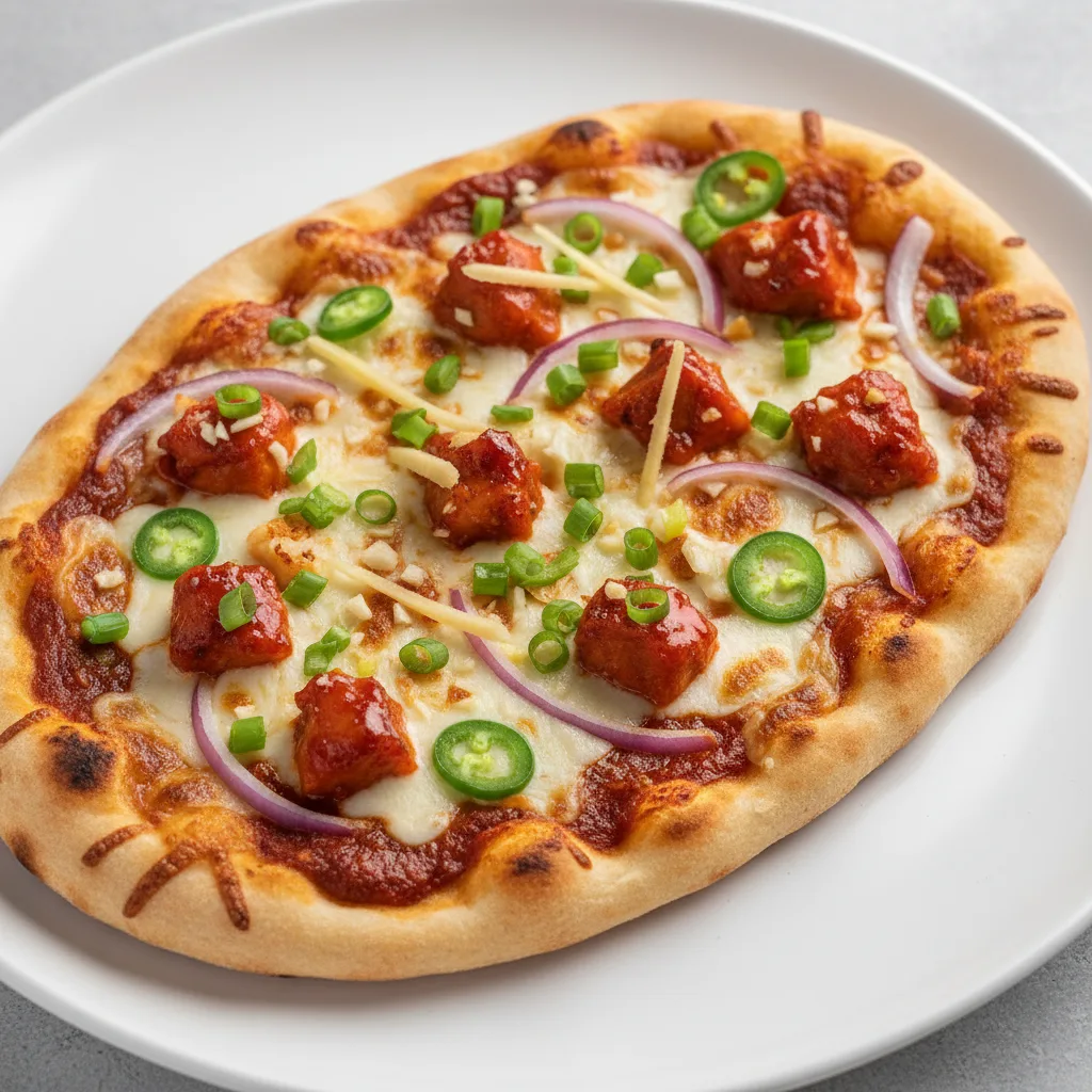 Manchurian Chicken Naan Pizza