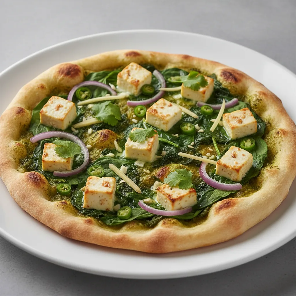 Palak Paneer Naan Pizza
