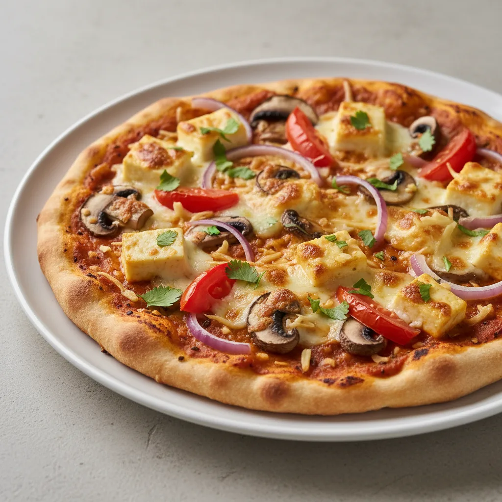Tandoori Paneer Naan Pizza