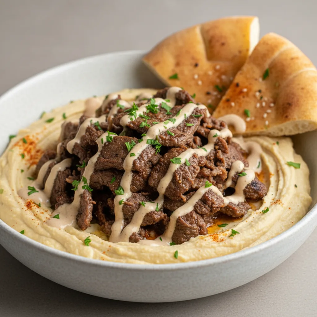 Hummus Bowl with Lamb and Beef Gyro Hummus Bowl with Lamb and Beef Gyro