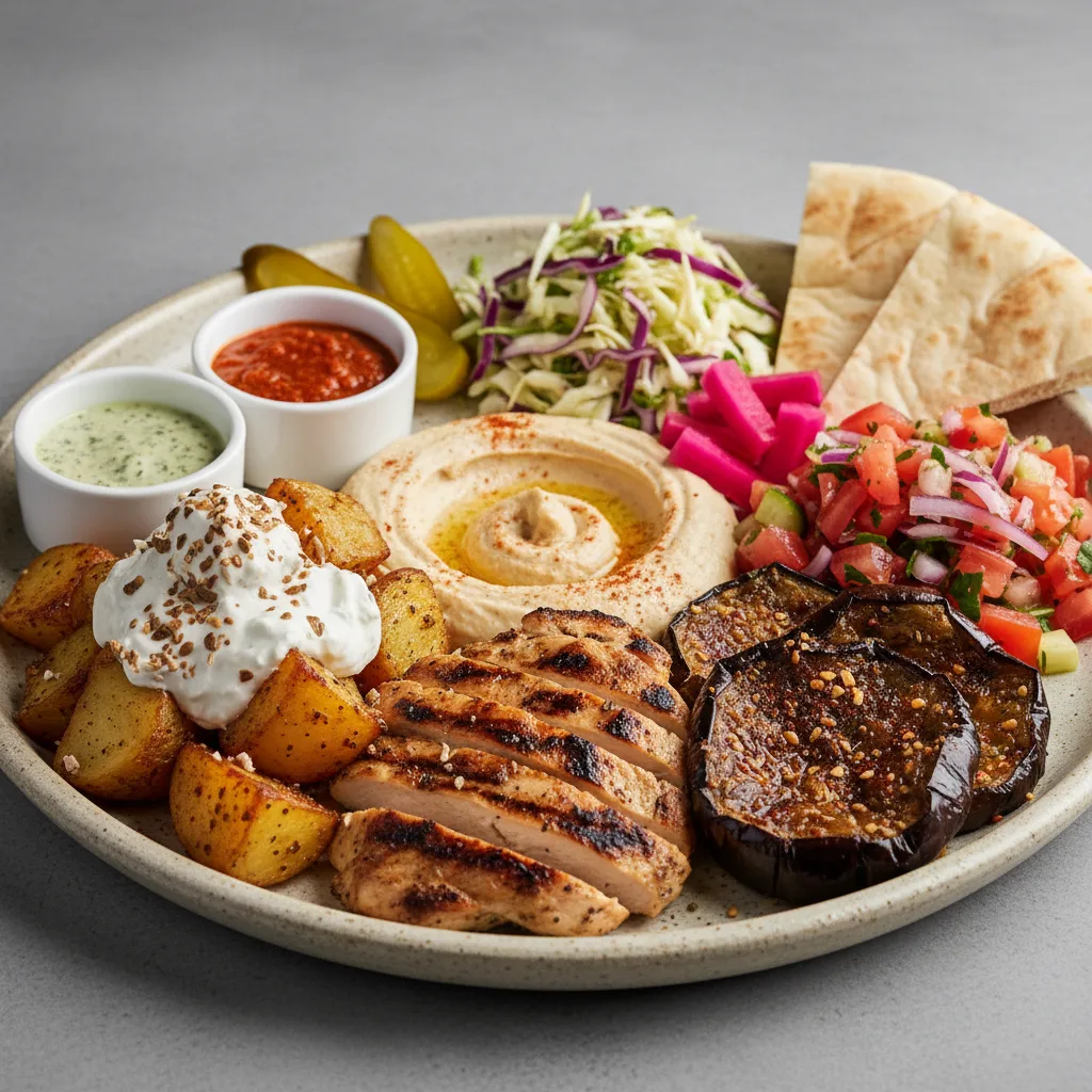 Garlic Potatoes with Toum Chicken Platter Garlic Potatoes with Toum Chicken Platter