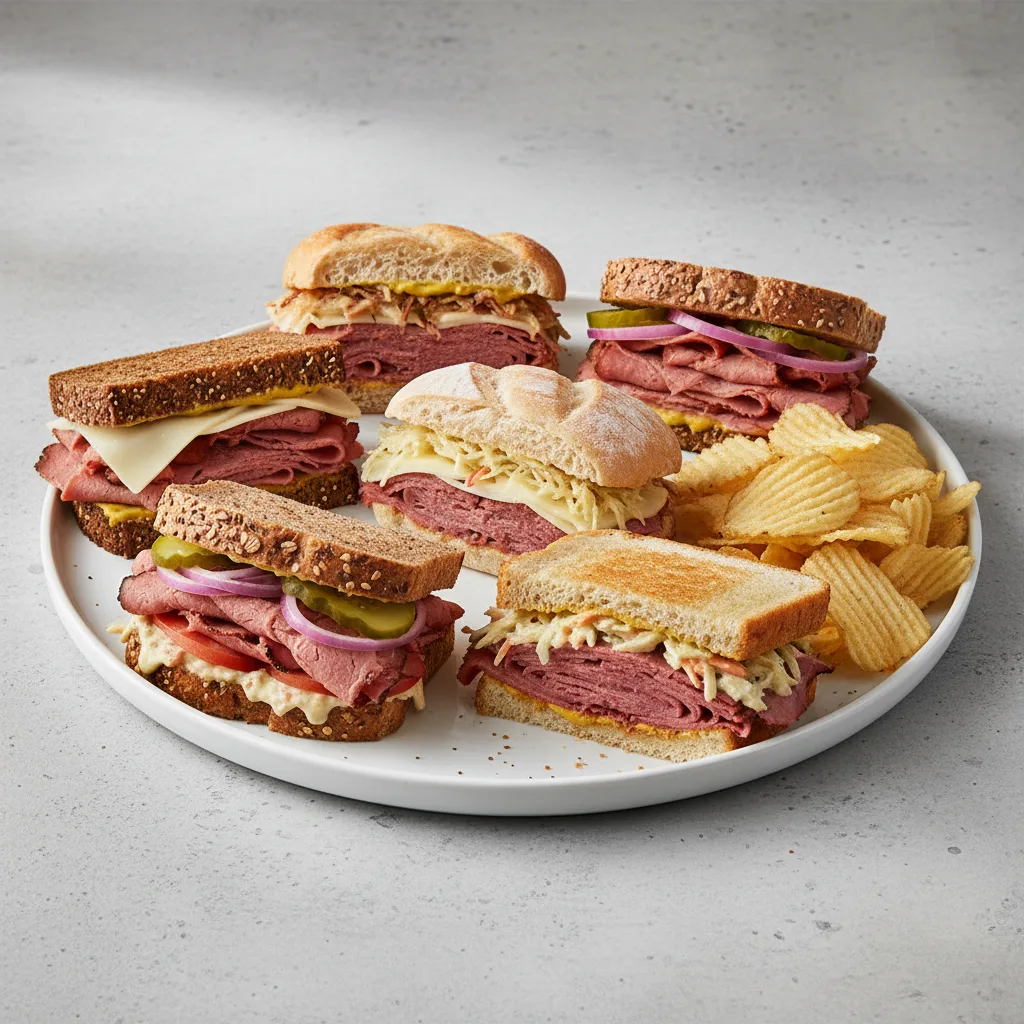 5 Assorted Pastrami Gluten-Free Sandwiches and Chips Set 5 Assorted Pastrami Gluten-Free Sandwiches and Chips Set