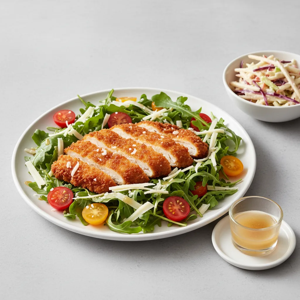 Crispy Chicken Milanese Salad with Apple Coleslaw Crispy Chicken Milanese Salad with Apple Coleslaw