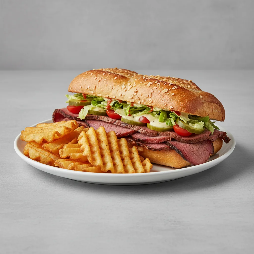 French Roll Sandwich with Waffle Fries French Roll Sandwich with Waffle Fries