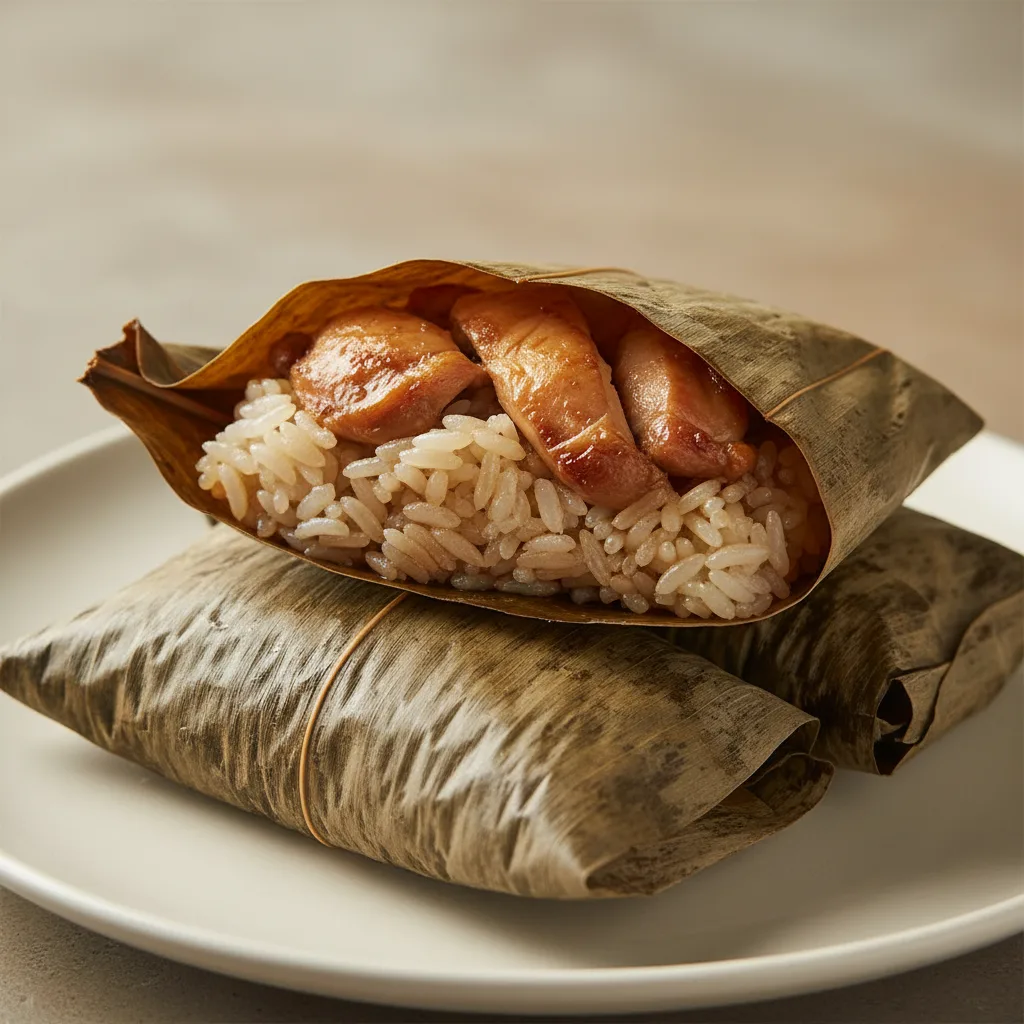 Chicken with Sticky Rice in Bamboo Leaves