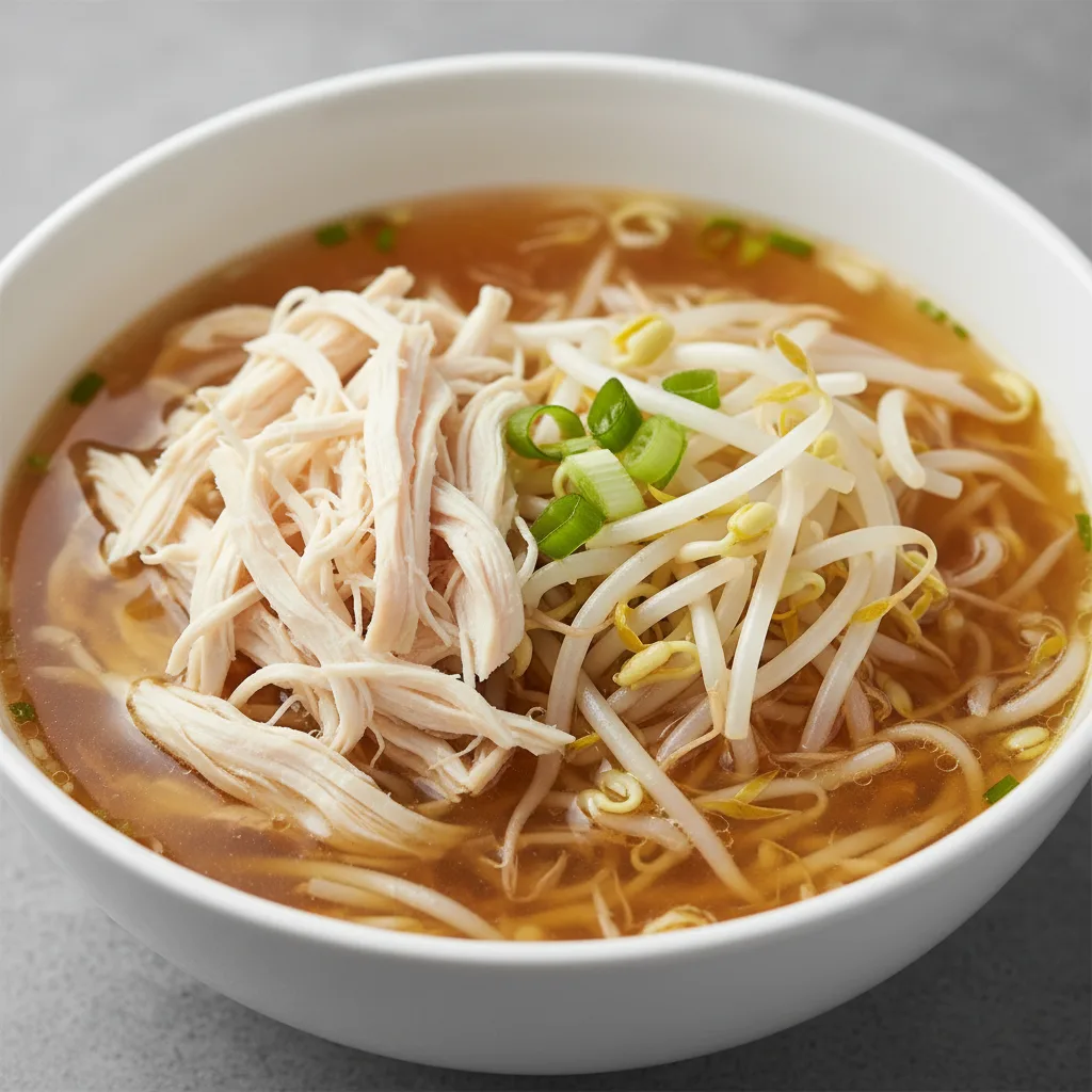 Shredded Chicken with Bean Sprout Noodle Soup