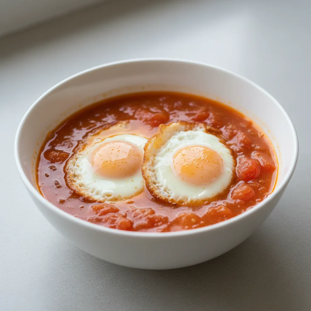 Tomato with Pan Fried Eggs Soup