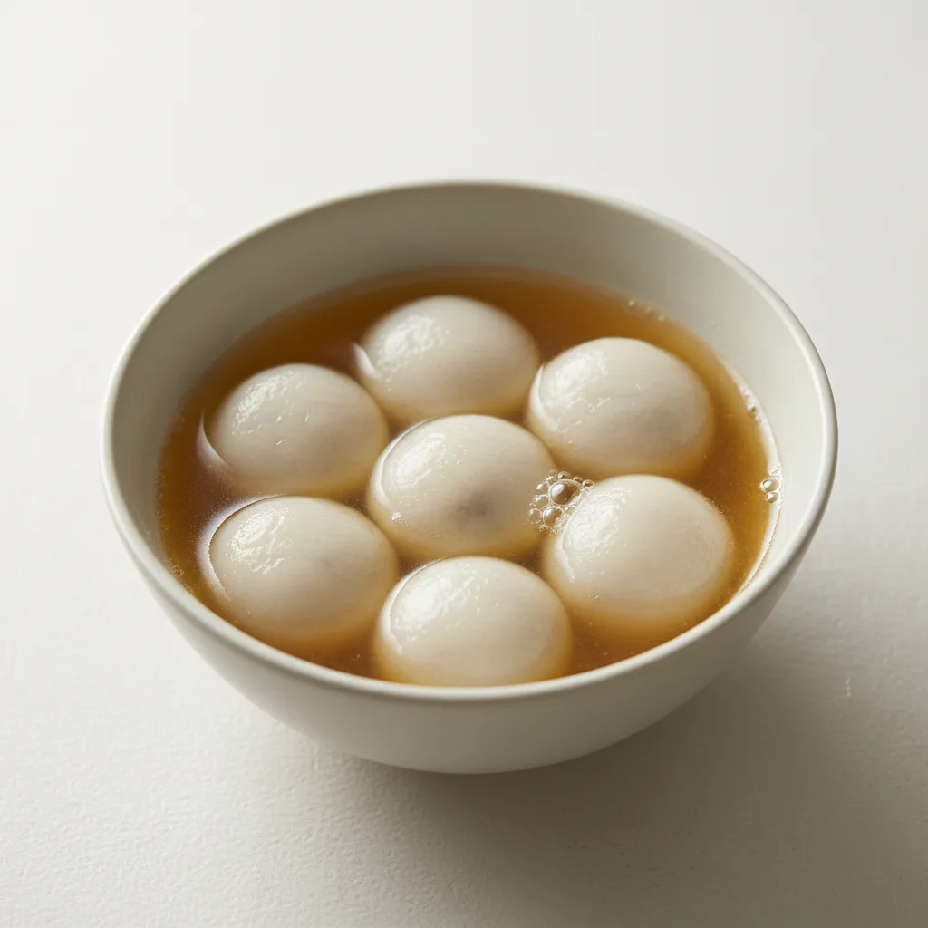 Sweet Rice Balls Stuffed with Sesame in Soup