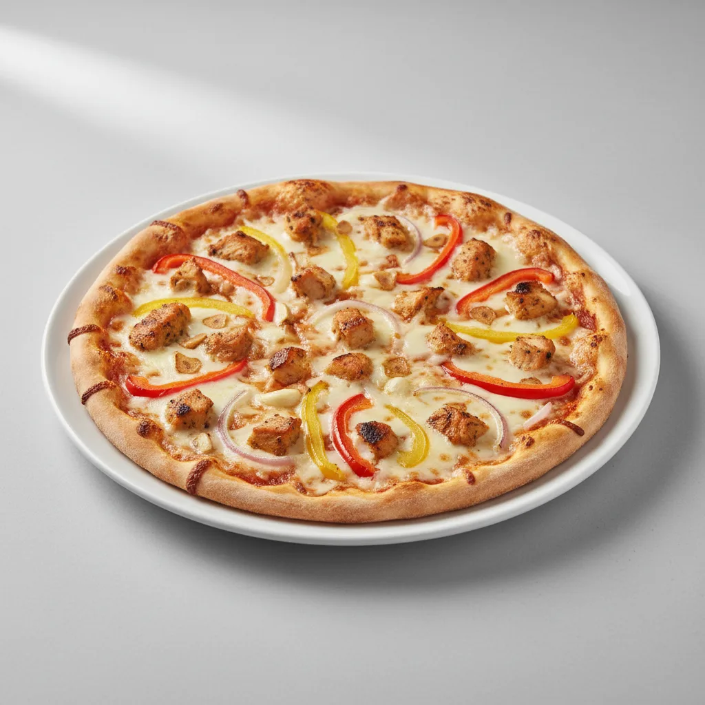 Thin Crust Roasted Garlic Chicken Pizza Thin Crust Roasted Garlic Chicken Pizza