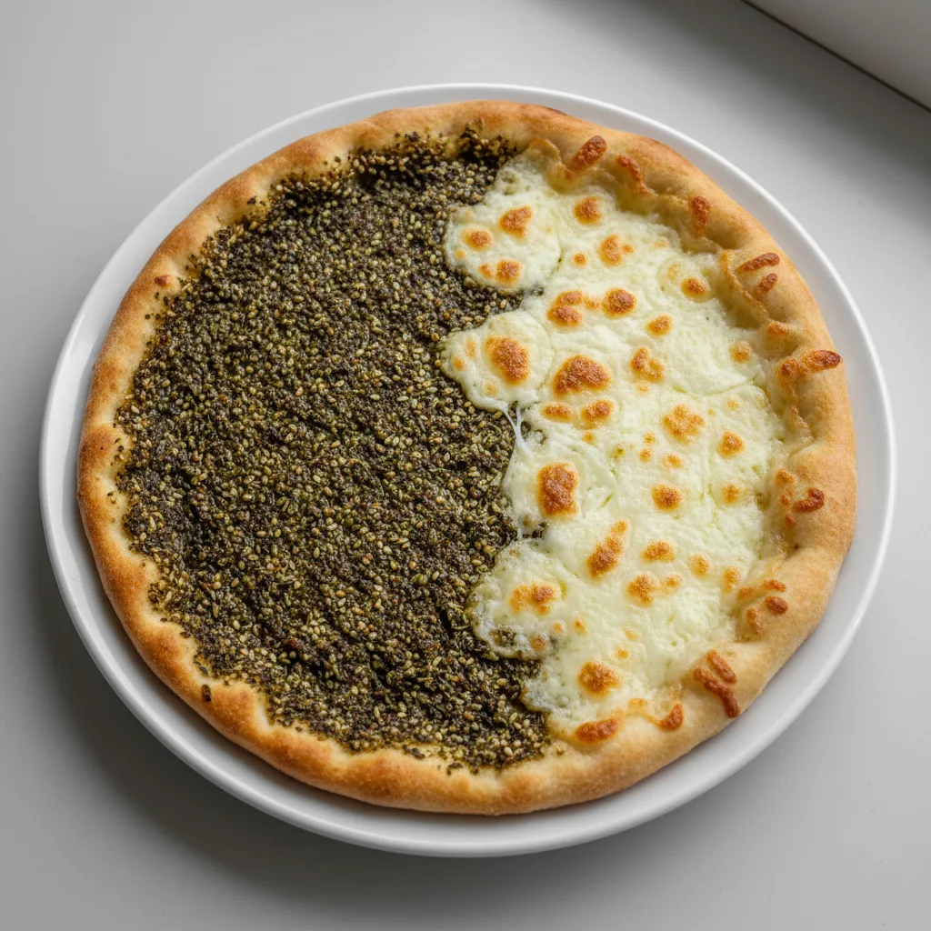 Half Zaatar Half Akkawi Cheese Pie (10 Inch) Half Zaatar Half Akkawi Cheese Pie (10 Inch)