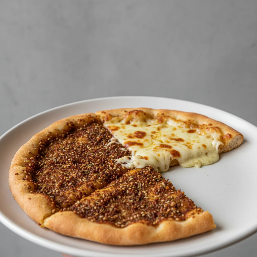 Half Za'atar and Half Akkawi Cheese Pie (10 Inch) Half Za'atar and Half Akkawi Cheese Pie (10 Inch)