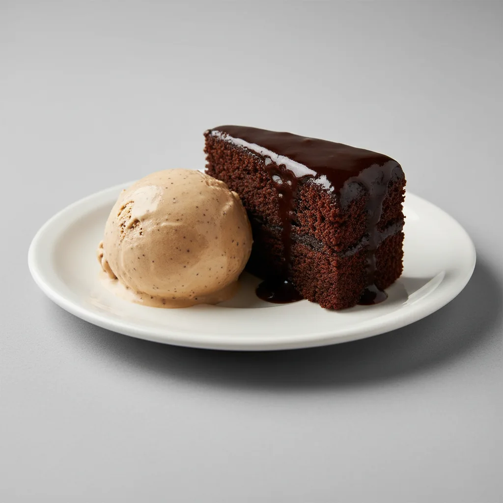 Chikoo Ice Cream and Chocolate Cake