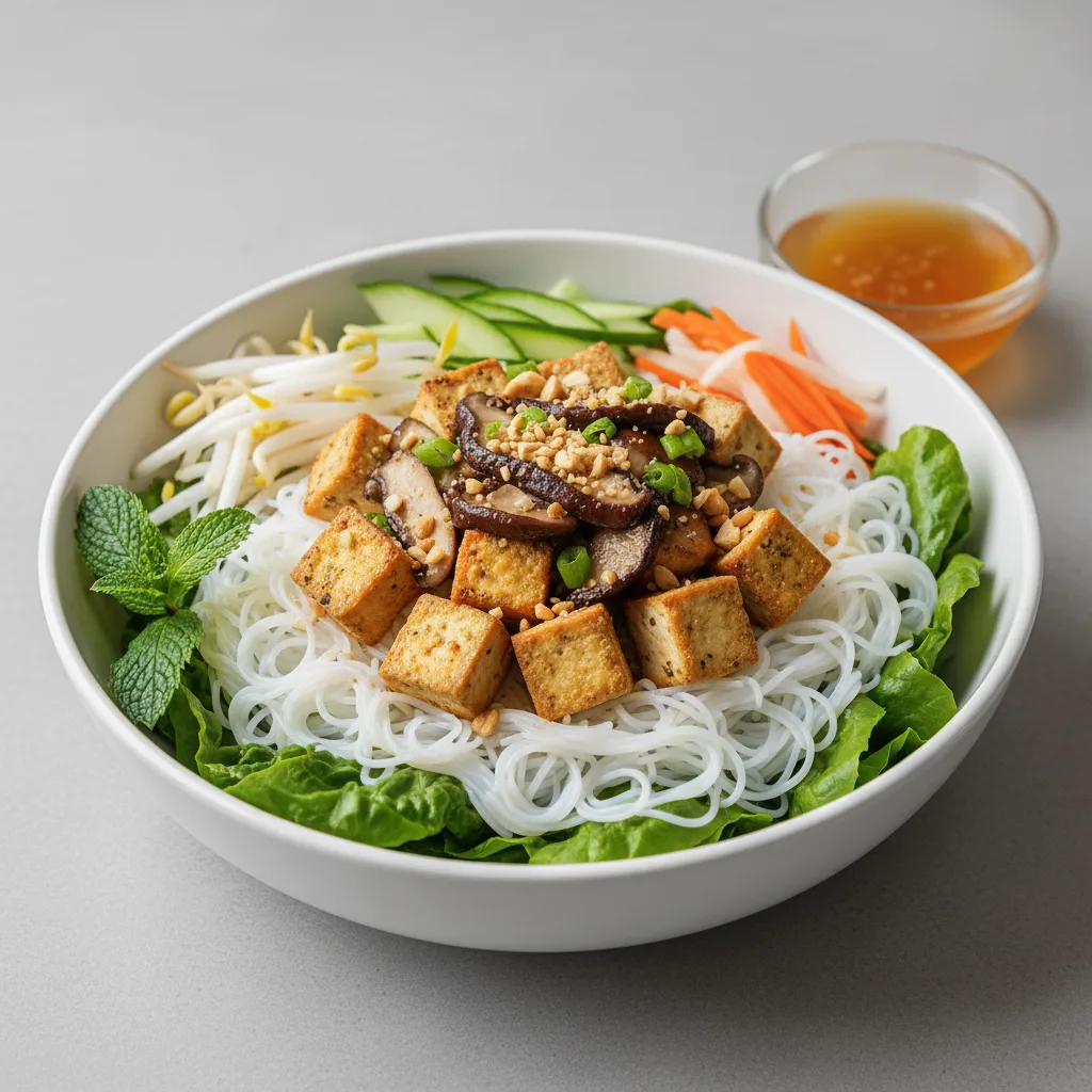Bun Noodle Salad - Tofu and Mushroom Bun Noodle Salad - Tofu and Mushroom