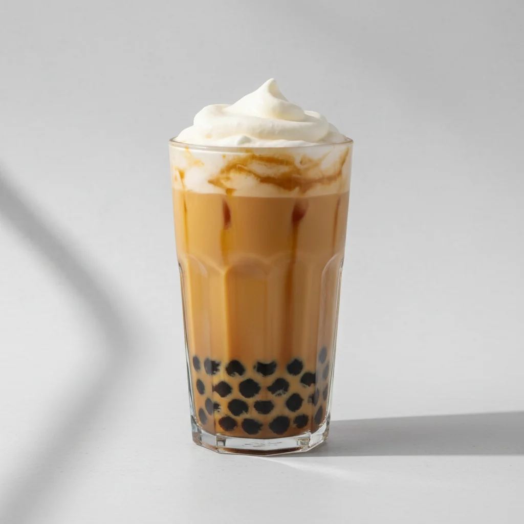 Milk Tea with Boba and Puff Cream Milk Tea with Boba and Puff Cream
