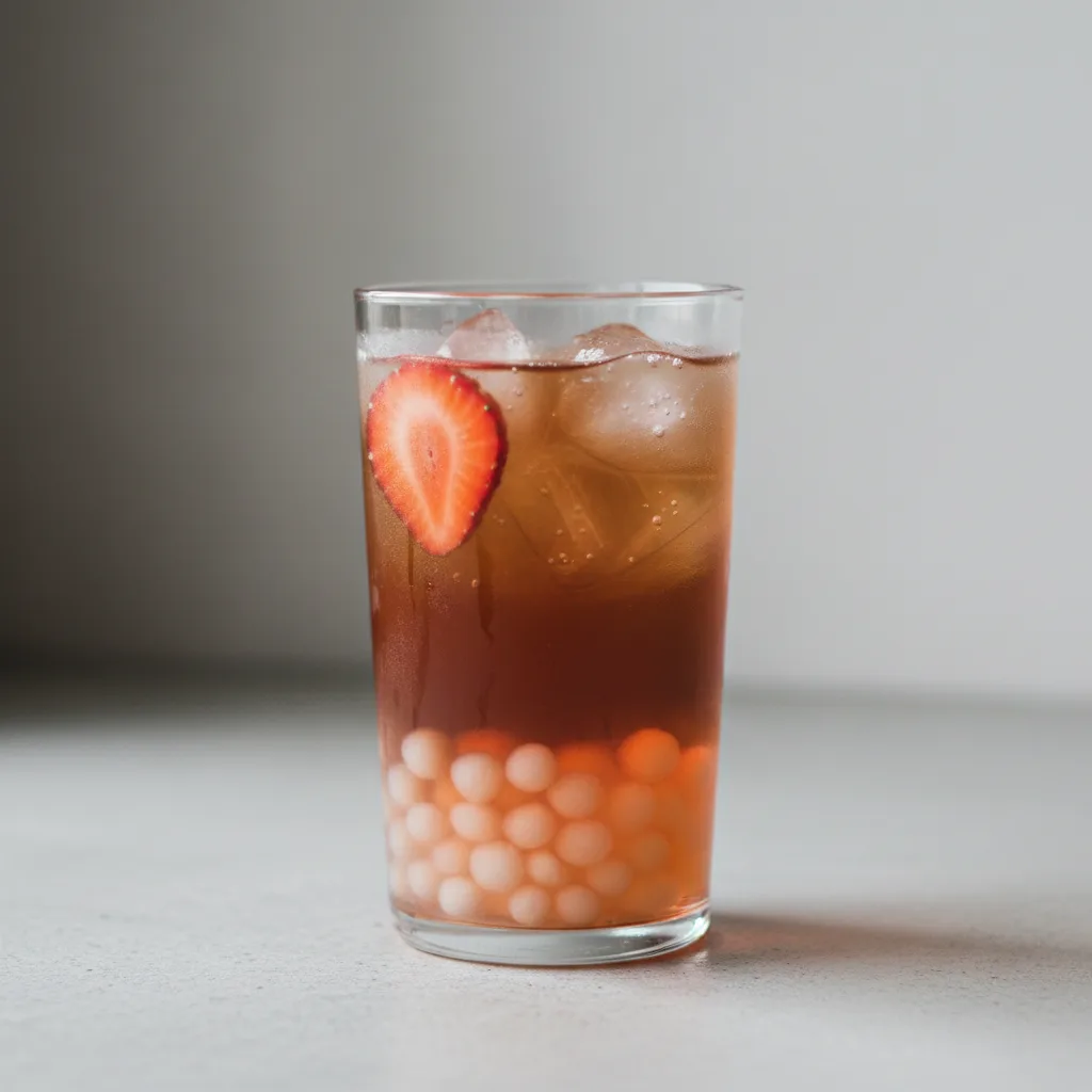 Strawberry Black Tea or Green Tea with Lychee Jelly Strawberry Black Tea or Green Tea with Lychee Jelly