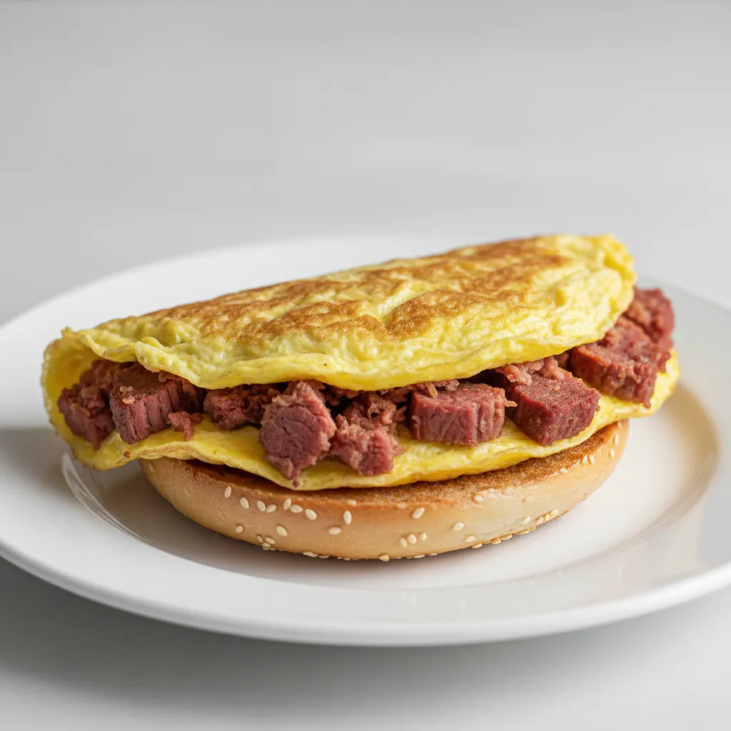 Corned Beef Omelette on a Bagel Corned Beef Omelette on a Bagel