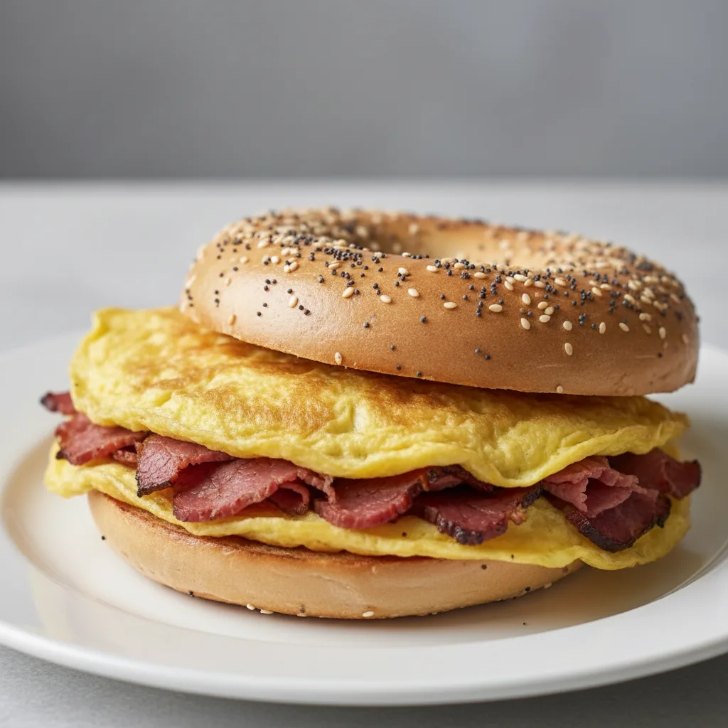 Pastrami Omelette on a Bagel Pastrami Omelette on a Bagel