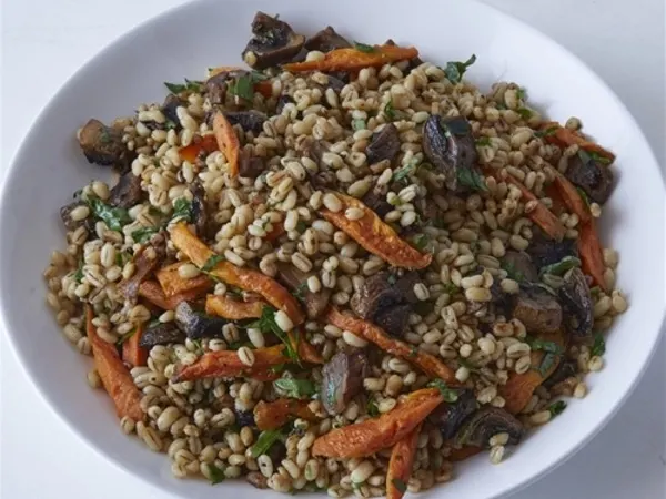 Roasted Barley, Mushrooms and Carrots