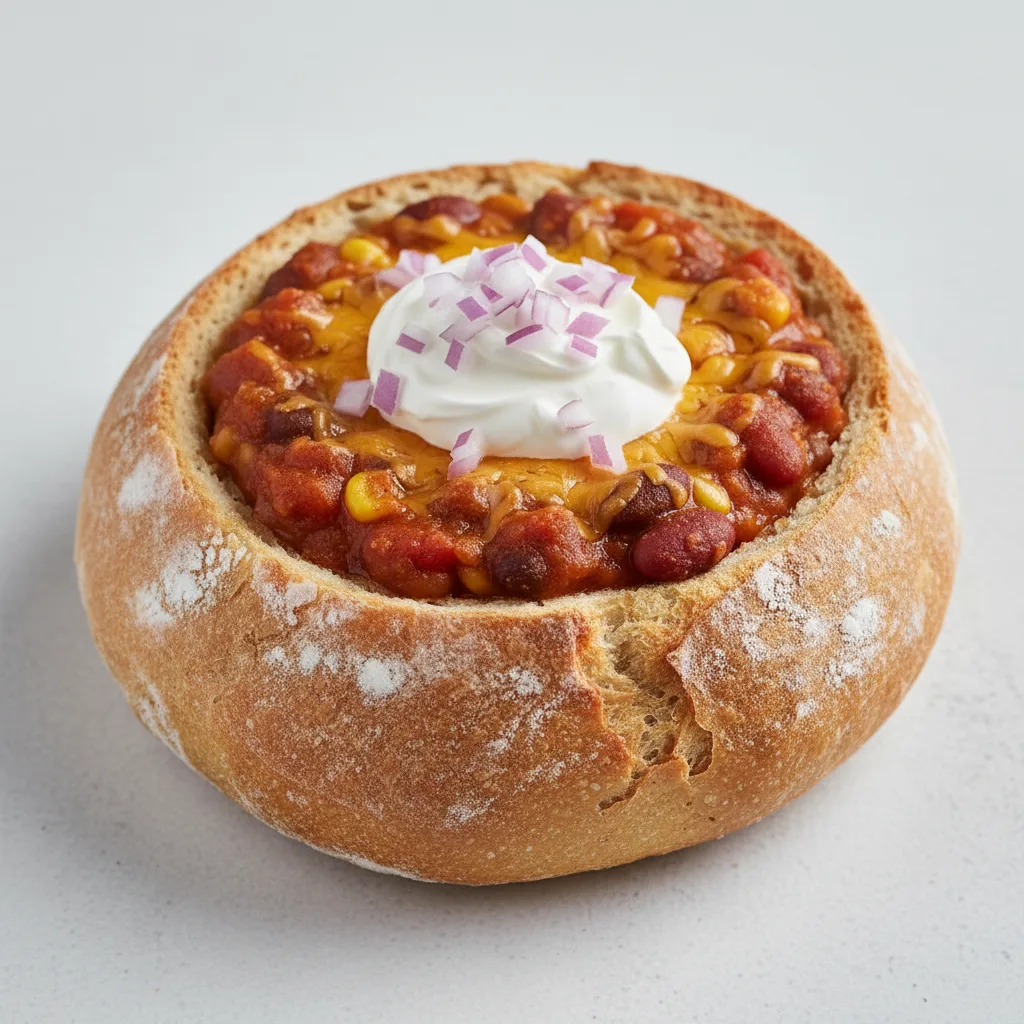 Vegetarian Chili Bread Bowl Vegetarian Chili Bread Bowl