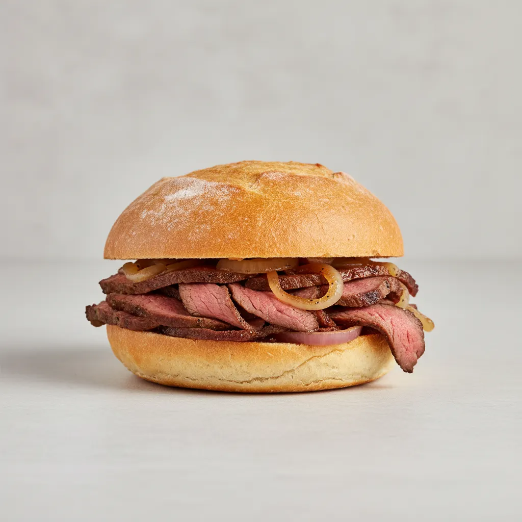 Danish Tri-Tip and Onions Sandwich Danish Tri-Tip and Onions Sandwich