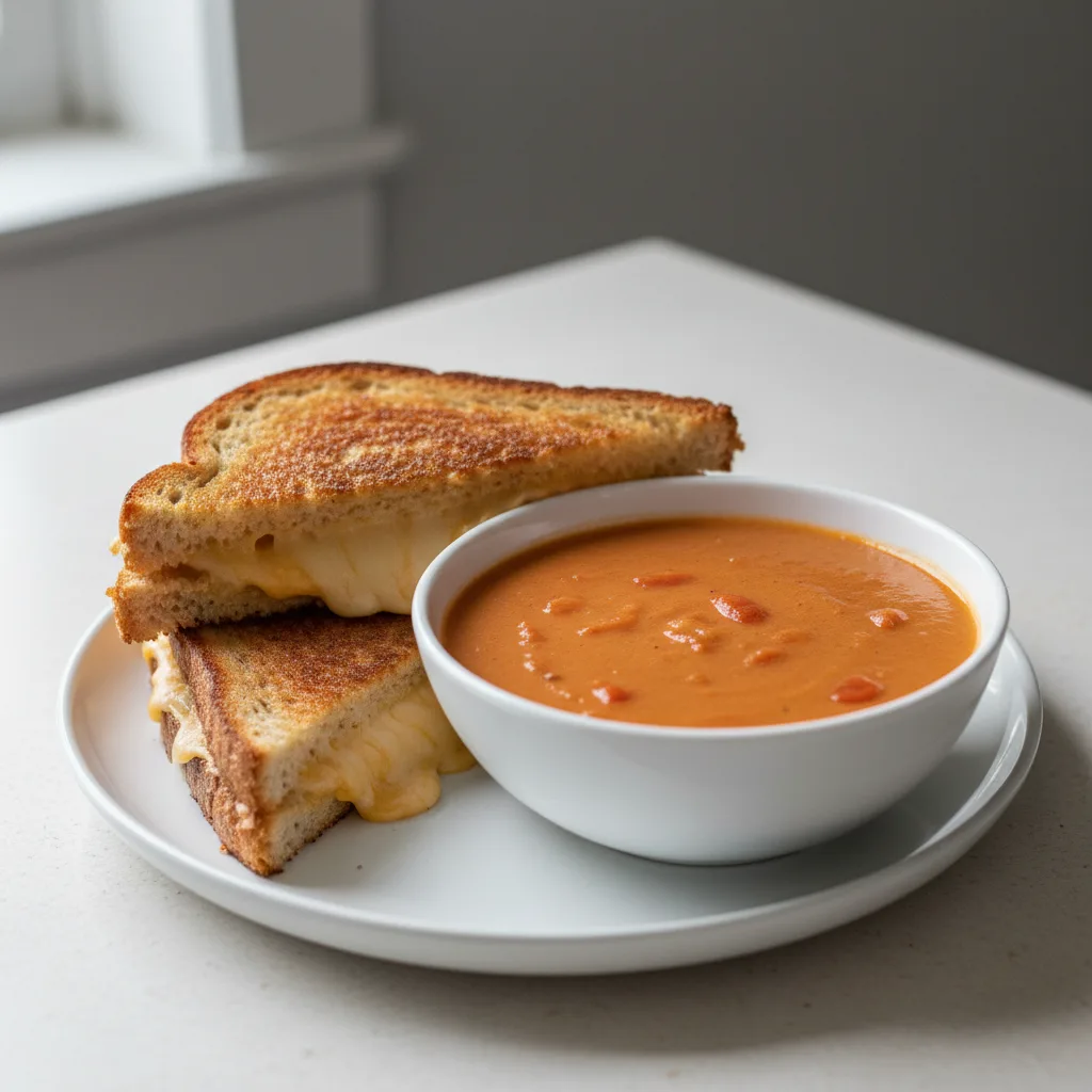 Grilled Cheese Sandwich and Tomato-Basil Soup Grilled Cheese Sandwich and Tomato-Basil Soup