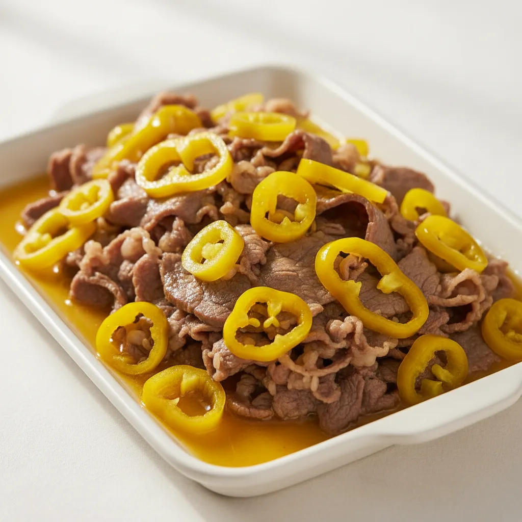 Golden Pickled Pepper Fatty Beef Tray Golden Pickled Pepper Fatty Beef Tray