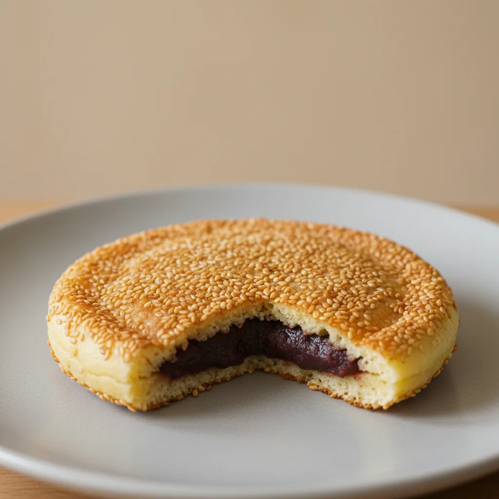Golden Sesame Pancake with Red Bean Golden Sesame Pancake with Red Bean