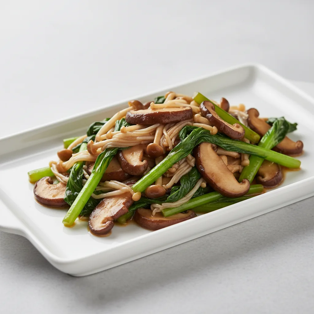 Double Mushroom Choy Sum Tray Double Mushroom Choy Sum Tray