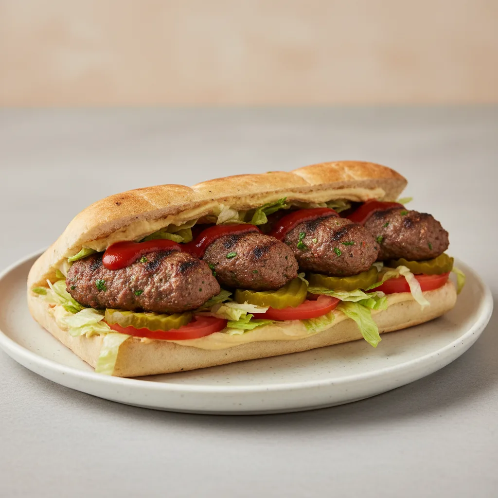 Beef Kafta Kabob Sandwich Beef Kafta Kabob Sandwich