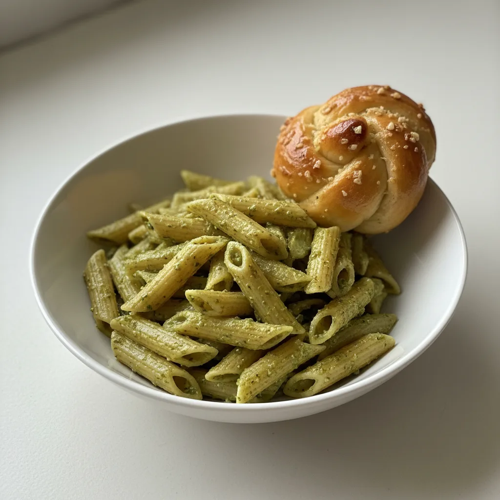 Gluten Free Penne With Pesto and Garlic Knot Gluten Free Penne With Pesto and Garlic Knot