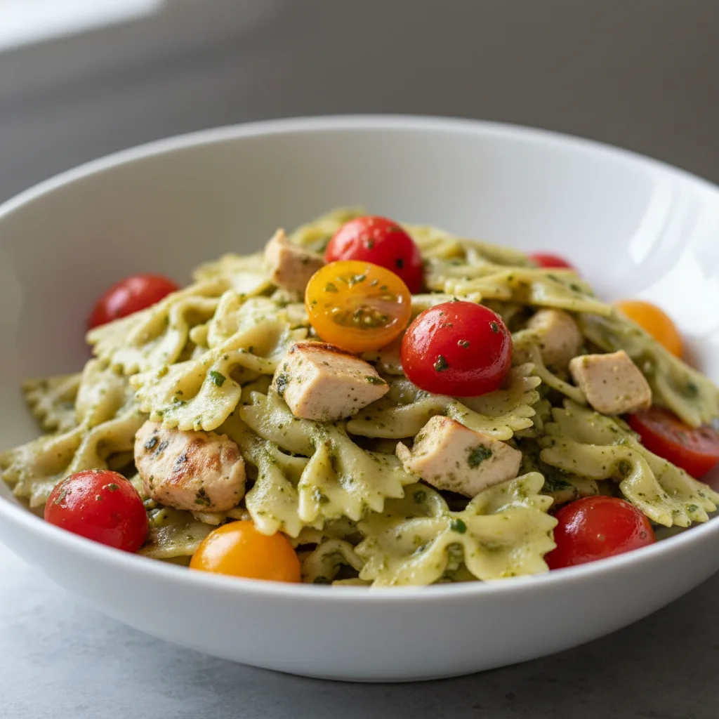 Bow Tie With Chicken Pesto and Tomatoes Bow Tie With Chicken Pesto and Tomatoes