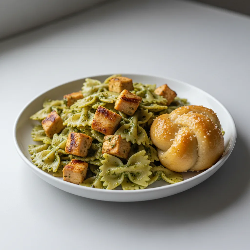 Bow Tie With Chicken Pesto and Garlic Knot Bow Tie With Chicken Pesto and Garlic Knot