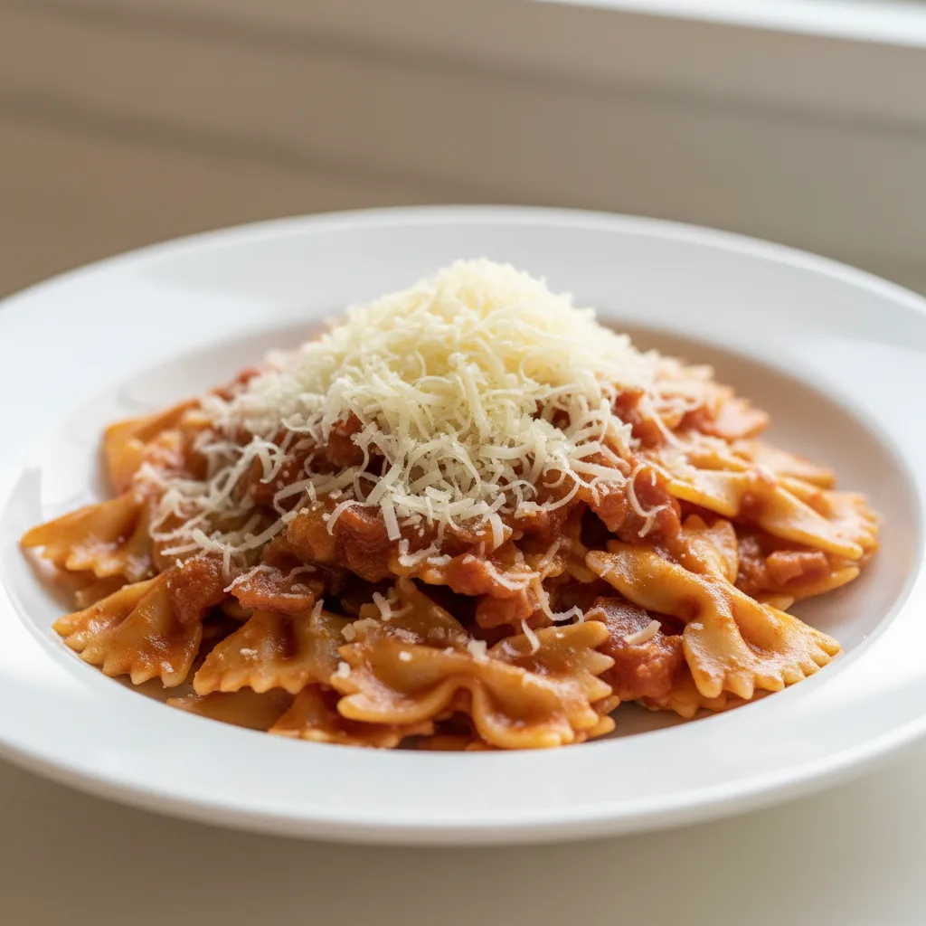 Bow Tie With Amatriciana and Parmesan Bow Tie With Amatriciana and Parmesan
