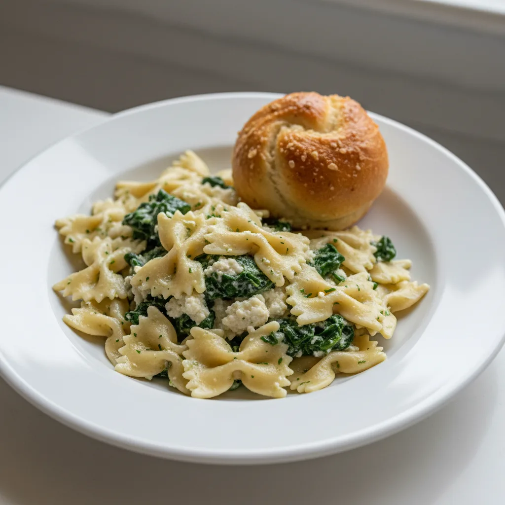 Bow Tie With Spinach Ricotta and Garlic Knot Bow Tie With Spinach Ricotta and Garlic Knot