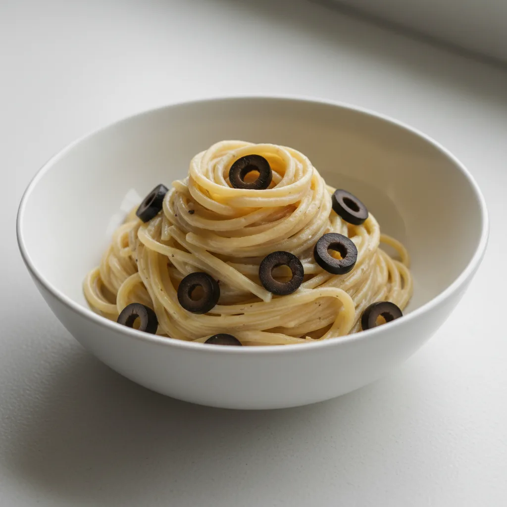 Spaghetti With Alfredo and Olives Spaghetti With Alfredo and Olives